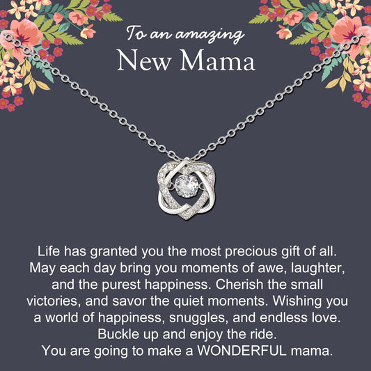 NOURISHLOV New Mom Necklace Sterling Silver 2 Hearts Mama Gifts for Pregnant Daughter First Time Mom Gifts for Expecting Mother Pregnancy Gifts for Mom to Be Mothers Day Christmas Jewelry