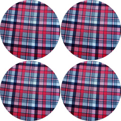 Charlo's Set of 4 Round Placemats Covers 14 Dia inch Plaid Sun of Night