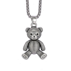 Little Bear Titanium 201 Stainless Steel Necklace Hip-Hop Rabbit Pendant Men's Minimalist Versatile Long Sweater Chain Accessory 27.56inch