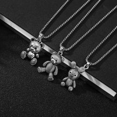 Little Bear Titanium 201 Stainless Steel Necklace Hip-Hop Rabbit Pendant Men's Minimalist Versatile Long Sweater Chain Accessory 27.56inch