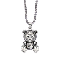 Little Bear Titanium 201 Stainless Steel Necklace Hip-Hop Rabbit Pendant Men's Minimalist Versatile Long Sweater Chain Accessory 27.56inch
