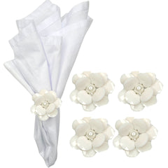 Maison Charlô | Set of 4 Delicate Flower Napkin Rings | Wedding, Thanksgiving, Christmas, New Year, Wedding, Banquet, Birthday