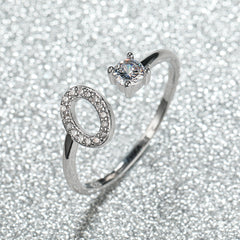 Popular Fashion Silvery AZ Letter Ring Initials Wedding Love Couple Rings Bridesmaid Gift