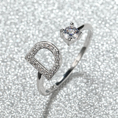 Popular Fashion Silvery AZ Letter Ring Initials Wedding Love Couple Rings Bridesmaid Gift