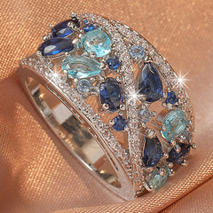 Bohemian Women's Couple Fashion Elegant Glass Synthetic Zirconia Gift Ring