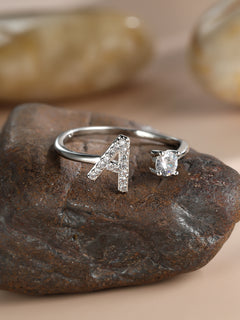 Popular Fashion Silvery AZ Letter Ring Initials Wedding Love Couple Rings Bridesmaid Gift