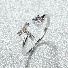 Popular Fashion Silvery AZ Letter Ring Initials Wedding Love Couple Rings Bridesmaid Gift