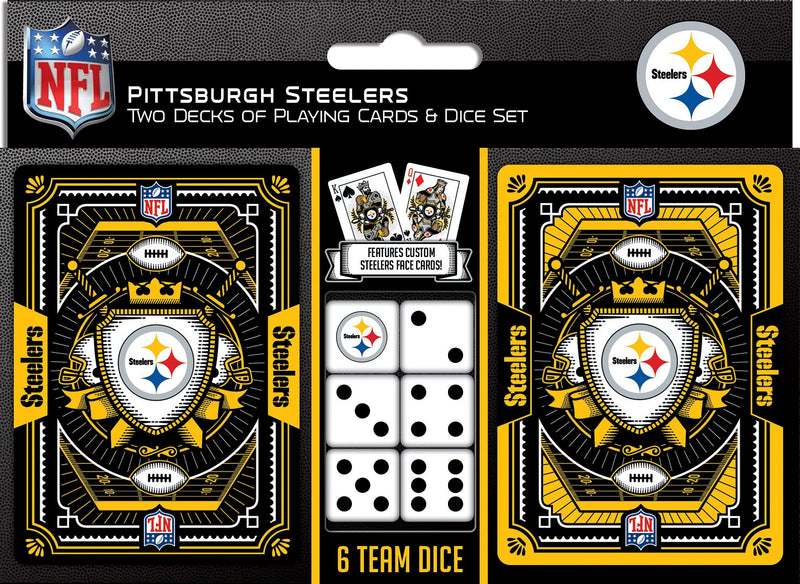 MasterPieces Game Day - NFL Pittsburgh Steelers 2-Pack Playing Cards & Dice Pack - Officially Licensed Set for Adults and Family