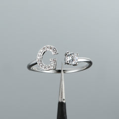 Popular Fashion Silvery AZ Letter Ring Initials Wedding Love Couple Rings Bridesmaid Gift