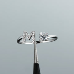 Popular Fashion Silvery AZ Letter Ring Initials Wedding Love Couple Rings Bridesmaid Gift