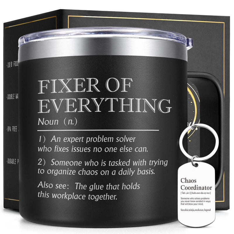 Lifecapido Dad Gifts Boss Gifts Fathers Day Gifts Christmas Gifts for Uncle Husband Grandpa Fixer of Everything Insulated Coffee Mug 14 oz Farewell Gifts Office Gifts for Coworker Boss Colleague