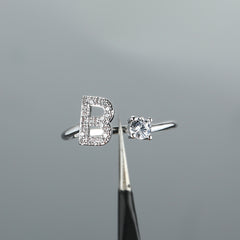Popular Fashion Silvery AZ Letter Ring Initials Wedding Love Couple Rings Bridesmaid Gift