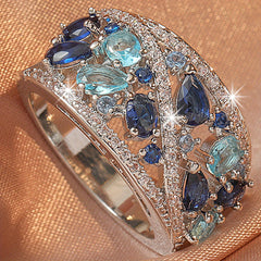 Bohemian Women's Couple Fashion Elegant Glass Synthetic Zirconia Gift Ring