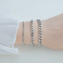 3/5/7/mm Fashion Simple Stainless Steel Cuban Chain Bracelet For Men And Women