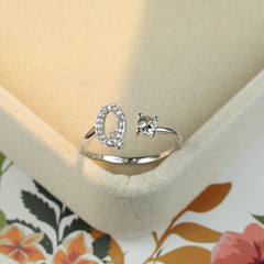 Popular Fashion Silvery AZ Letter Ring Initials Wedding Love Couple Rings Bridesmaid Gift