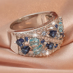 Bohemian Women's Couple Fashion Elegant Glass Synthetic Zirconia Gift Ring