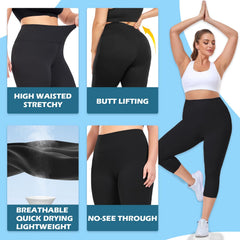Plus Size High-Waist Capri Leggings — 3-Pack (XL–4X)