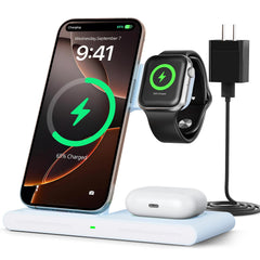 RYND 2026 Travel Portable Wireless Fast Charger for Apple & Android Charging Station,3 in 1 Charging for iPhone17 16 15 14 13 12,Apple Watch Series & Air pods 4 3 2 Pro,Samsung Galaxy