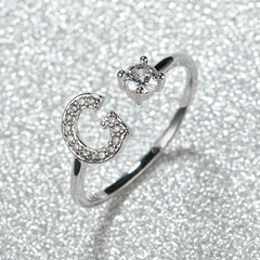 Popular Fashion Silvery AZ Letter Ring Initials Wedding Love Couple Rings Bridesmaid Gift