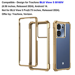 Ailiber for BLU View 5 Case, BLU View5 B160V Clear Phone Case, Transparent [Anti Yellowing], with [Screen Protector], Dual Layer Shockproof Bumper, Silicone Cell Phone Case-Gold