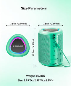 Portable Bluetooth Speaker Beach Essentials: Powerful Crystal Clear Sound/Dynamic Light/IPX5 Waterproof/All Day Playtime/Wireless BT 5.3/TWS Paring, Mom Gifts, Outdoor|Travel|Camping|Pool Accessories