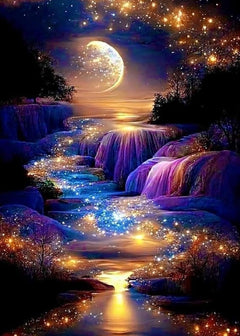 KINPLUB Moonlight Beach Diamond Painting Kits for Adults, 5D Seaside Moon Diamond Art Kits for Beginners, DIY Full Drill Paint with Diamond, Home Wall Decor 12 x 16 Inch