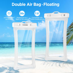CACOE [Floatable] Floating Universal IPX8 Waterproof Phone Case 2 Pack-Up to 7.0",Adjustable Lanyard Phone Pouch,Cellphone Dry Bags for Vacation Beach Pool Kayak Cruise Travel Essentials（Black+Green）