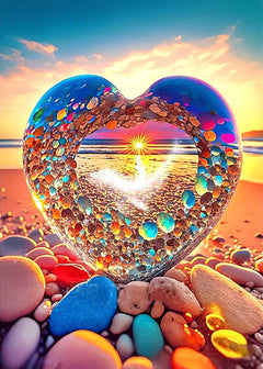 KINPLUB Moonlight Beach Diamond Painting Kits for Adults, 5D Seaside Moon Diamond Art Kits for Beginners, DIY Full Drill Paint with Diamond, Home Wall Decor 12 x 16 Inch