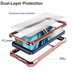 Ailiber for BLU View 5 Case, BLU View5 B160V Clear Phone Case, Transparent [Anti Yellowing], with [Screen Protector], Dual Layer Shockproof Bumper, Silicone Cell Phone Case-Gold
