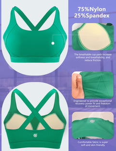High-Support Pickleball Sports Bra — Molded Cup Crisscross Back