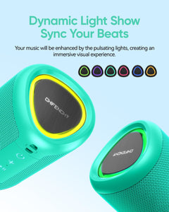 Portable Bluetooth Speaker Beach Essentials: Powerful Crystal Clear Sound/Dynamic Light/IPX5 Waterproof/All Day Playtime/Wireless BT 5.3/TWS Paring, Mom Gifts, Outdoor|Travel|Camping|Pool Accessories