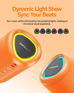 Portable Bluetooth Speaker Beach Essentials: Powerful Crystal Clear Sound/Dynamic Light/IPX5 Waterproof/All Day Playtime/Wireless BT 5.3/TWS Paring, Mom Gifts, Outdoor|Travel|Camping|Pool Accessories