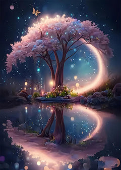 KINPLUB Moonlight Beach Diamond Painting Kits for Adults, 5D Seaside Moon Diamond Art Kits for Beginners, DIY Full Drill Paint with Diamond, Home Wall Decor 12 x 16 Inch