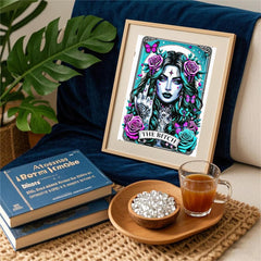 GQYCZZ Gothic Diamond Art Kits for Adults-THE Bitch Tarot Diamond Painting Kits for Adults Beginners, 5D DIY Full Drill Round Rhinestone Gem Art Crafts Paintings for Home Wall Decor 12"x16"