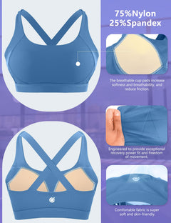 High-Support Pickleball Sports Bra — Molded Cup Crisscross Back