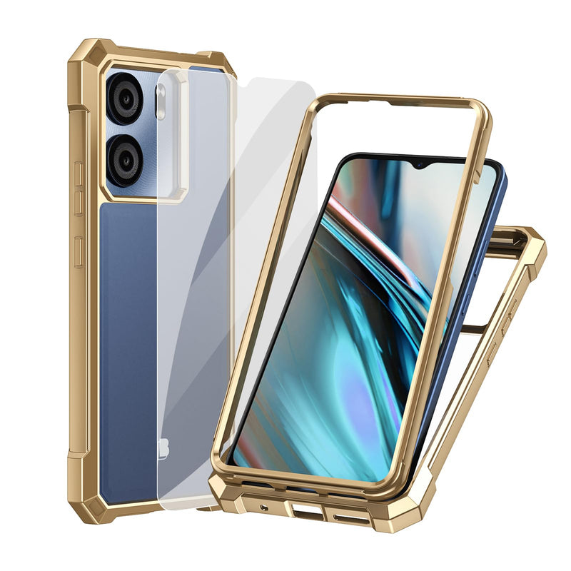 Ailiber for BLU View 5 Case, BLU View5 B160V Clear Phone Case, Transparent [Anti Yellowing], with [Screen Protector], Dual Layer Shockproof Bumper, Silicone Cell Phone Case-Gold