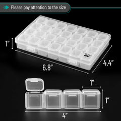 Mr. Pen- Bead Storage Containers, 28 Grids, 2 Pack, Clear White, 160pcs Label Stickers, Transparent, Small Bead Organizer Box, Diamond Art, Diamond Painting Organizer