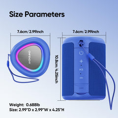 Portable Bluetooth Speaker Beach Essentials: Powerful Crystal Clear Sound/Dynamic Light/IPX5 Waterproof/All Day Playtime/Wireless BT 5.3/TWS Paring, Mom Gifts, Outdoor|Travel|Camping|Pool Accessories