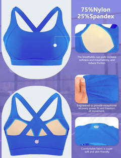 High-Support Pickleball Sports Bra — Molded Cup Crisscross Back