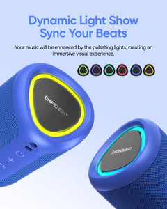 Portable Bluetooth Speaker Beach Essentials: Powerful Crystal Clear Sound/Dynamic Light/IPX5 Waterproof/All Day Playtime/Wireless BT 5.3/TWS Paring, Mom Gifts, Outdoor|Travel|Camping|Pool Accessories