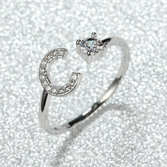 Popular Fashion Silvery AZ Letter Ring Initials Wedding Love Couple Rings Bridesmaid Gift