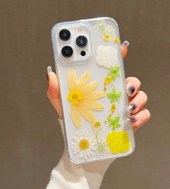 Anti-Drop Soft Sunflower Real Flower Phone Case