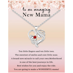 Sterling Silver First Mothers Day Gifts for New Mom Heart Necklace for Mom to be Gifts as Pregnancy First Time Mom Gifts for Expecting Mother or Gender Reveal Gifts