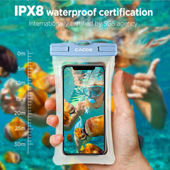CACOE [Floatable] Floating Universal IPX8 Waterproof Phone Case 2 Pack-Up to 7.0",Adjustable Lanyard Phone Pouch,Cellphone Dry Bags for Vacation Beach Pool Kayak Cruise Travel Essentials（Black+Green）