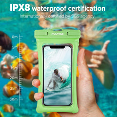 CACOE [Floatable] Floating Universal IPX8 Waterproof Phone Case 2 Pack-Up to 7.0",Adjustable Lanyard Phone Pouch,Cellphone Dry Bags for Vacation Beach Pool Kayak Cruise Travel Essentials（Black+Green）