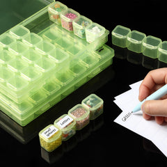 Mr. Pen- Bead Storage Containers, 28 Grids, 2 Pack, Clear White, 160pcs Label Stickers, Transparent, Small Bead Organizer Box, Diamond Art, Diamond Painting Organizer
