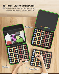 ARTDOT 60 Slots Storage Container for Diamond Art Kits for Adults, Portable Bead Storage Boxes for Diamond Painting Accessories and Tools