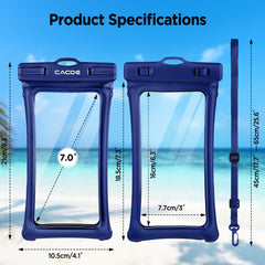 CACOE [Floatable] Floating Universal IPX8 Waterproof Phone Case 2 Pack-Up to 7.0",Adjustable Lanyard Phone Pouch,Cellphone Dry Bags for Vacation Beach Pool Kayak Cruise Travel Essentials（Black+Green）