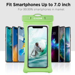 CACOE [Floatable] Floating Universal IPX8 Waterproof Phone Case 2 Pack-Up to 7.0",Adjustable Lanyard Phone Pouch,Cellphone Dry Bags for Vacation Beach Pool Kayak Cruise Travel Essentials（Black+Green）