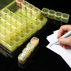 Mr. Pen- Bead Storage Containers, 28 Grids, 2 Pack, Clear White, 160pcs Label Stickers, Transparent, Small Bead Organizer Box, Diamond Art, Diamond Painting Organizer
